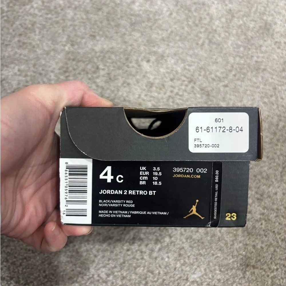Nike Air Jordan 2 Retro Toddler Shoes Black/Red Size 4C Toddler Sneakers